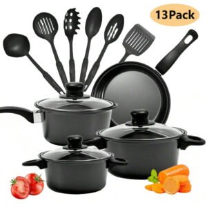 13pcs Cookware Set Pan Pot Non Stick Saucepans Frying Pan Cookware Set Glass Lid